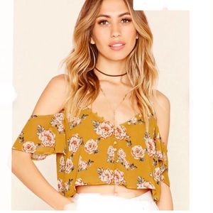 Forever 21 Summer Top Mustard Floral Size S